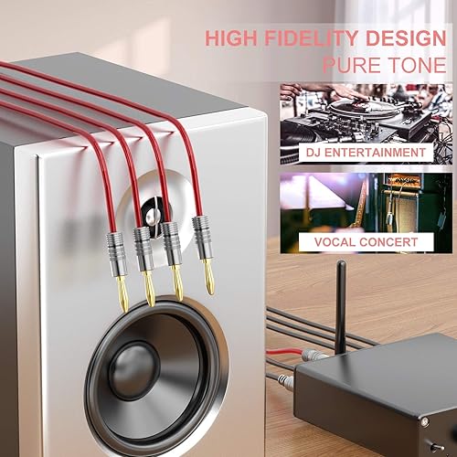 Miniatura 7 de Fosi Audio Banana Plugs 2 pares/4 piezas y BT30D Bluetooth 5.0 estéreo receptor de audio amplificador de 2.1 canales