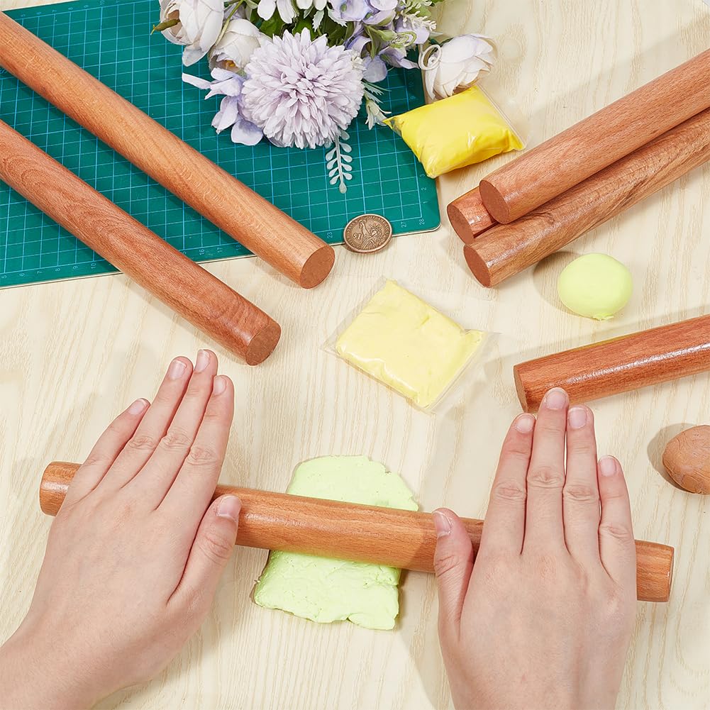 OLYCRAFT 10 Stück Holz Nudelhölzer 30cm Ton Nudelhölzer 27.5mm Durchmesser Klassische Holz Nudelhölzer Rollen Mit Natürlicher Holzstruktur Holz Ton Roller Für Ton Modellier Töpferwerkzeuge