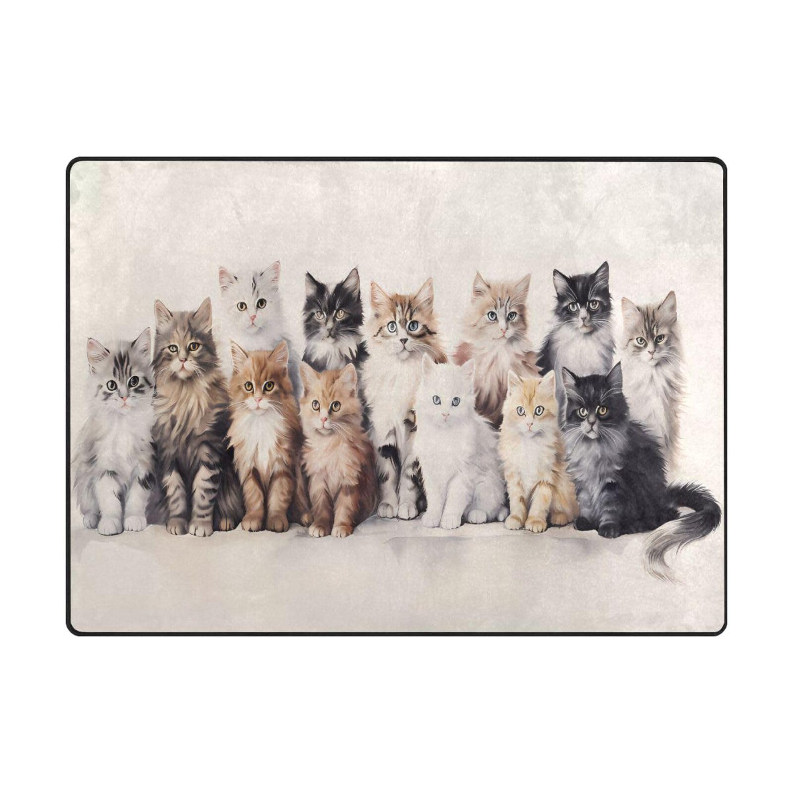 Tapis de sol contemporain chat 203x147 cm Mnsruu pour salon