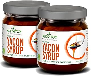 Alovitox Organic Yacon Syrup | Rich in Antioxidants, Vitamins, Prebiotics, Vegan, Offers Immune Support, Promotes Healthy Digestion, Low-Calorie, Boosts Metabolism, Low Glycemic Index | 2-pack