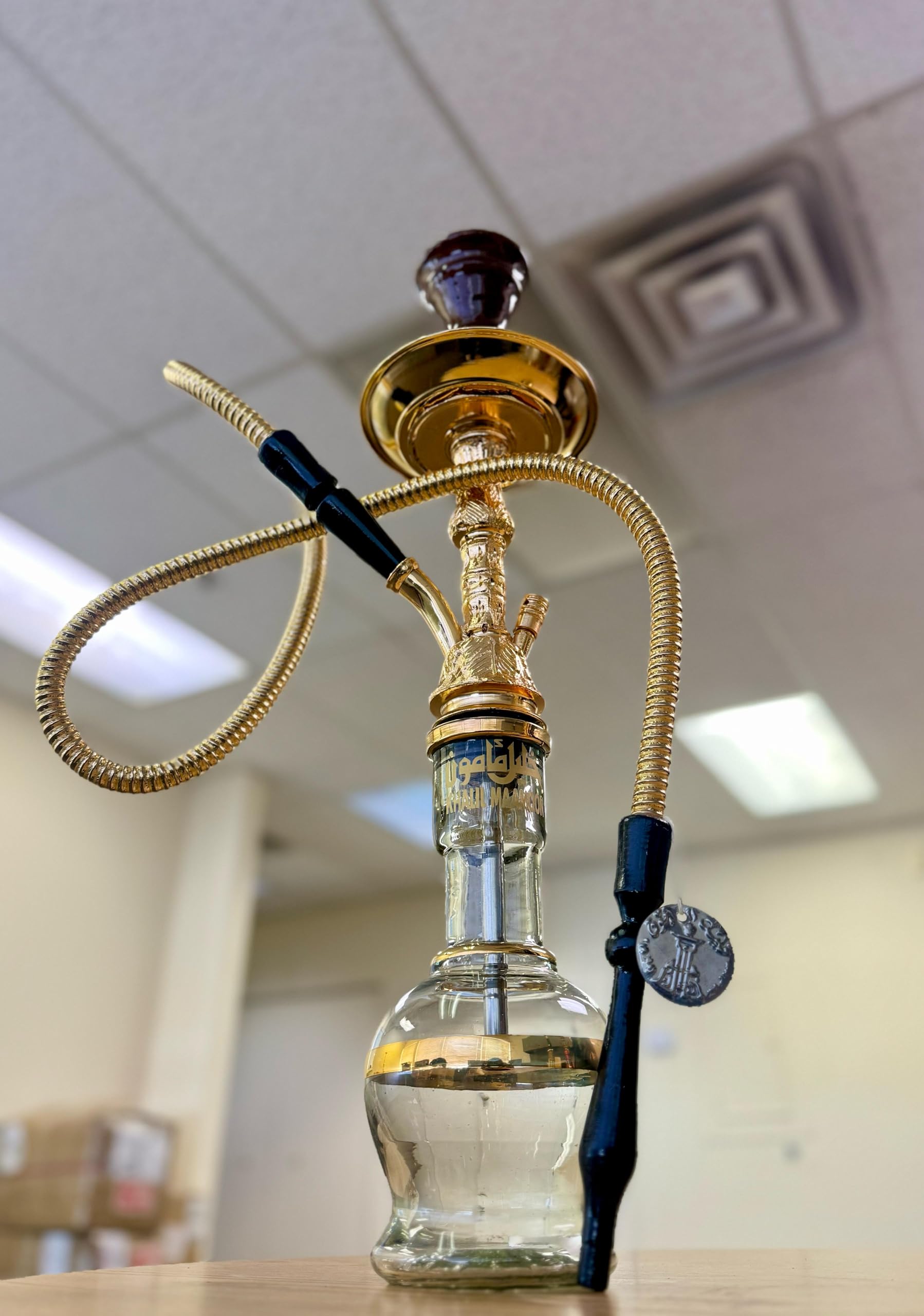 Khalil Mamoon Traditional Glass Hookah Gold-Plated Stem