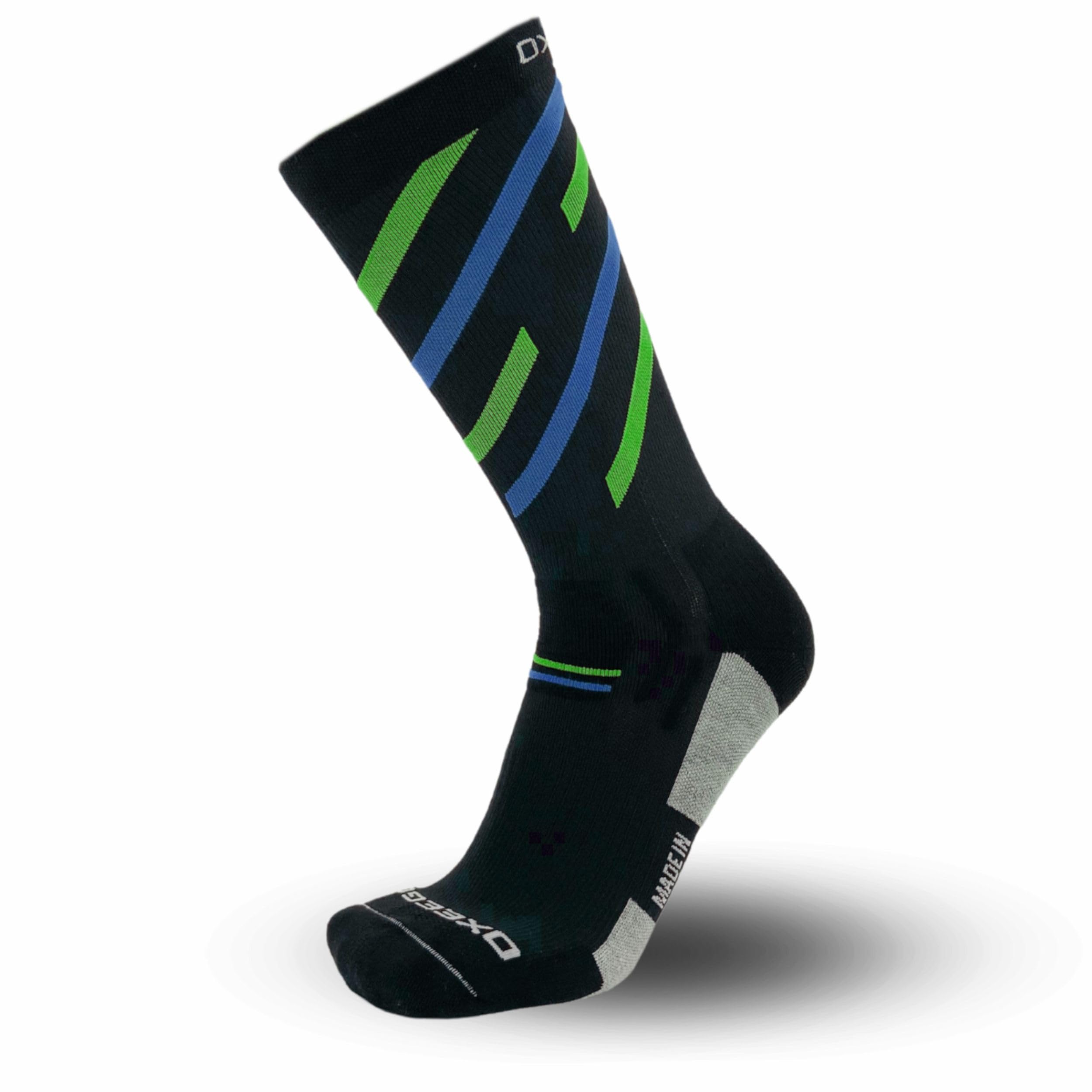 Calze Running a Compressione, Termiche, Ossigenanti e Antibatteriche - Calzini Rinforzati da Corsa su Strada e Terreni Misti (Stripes)