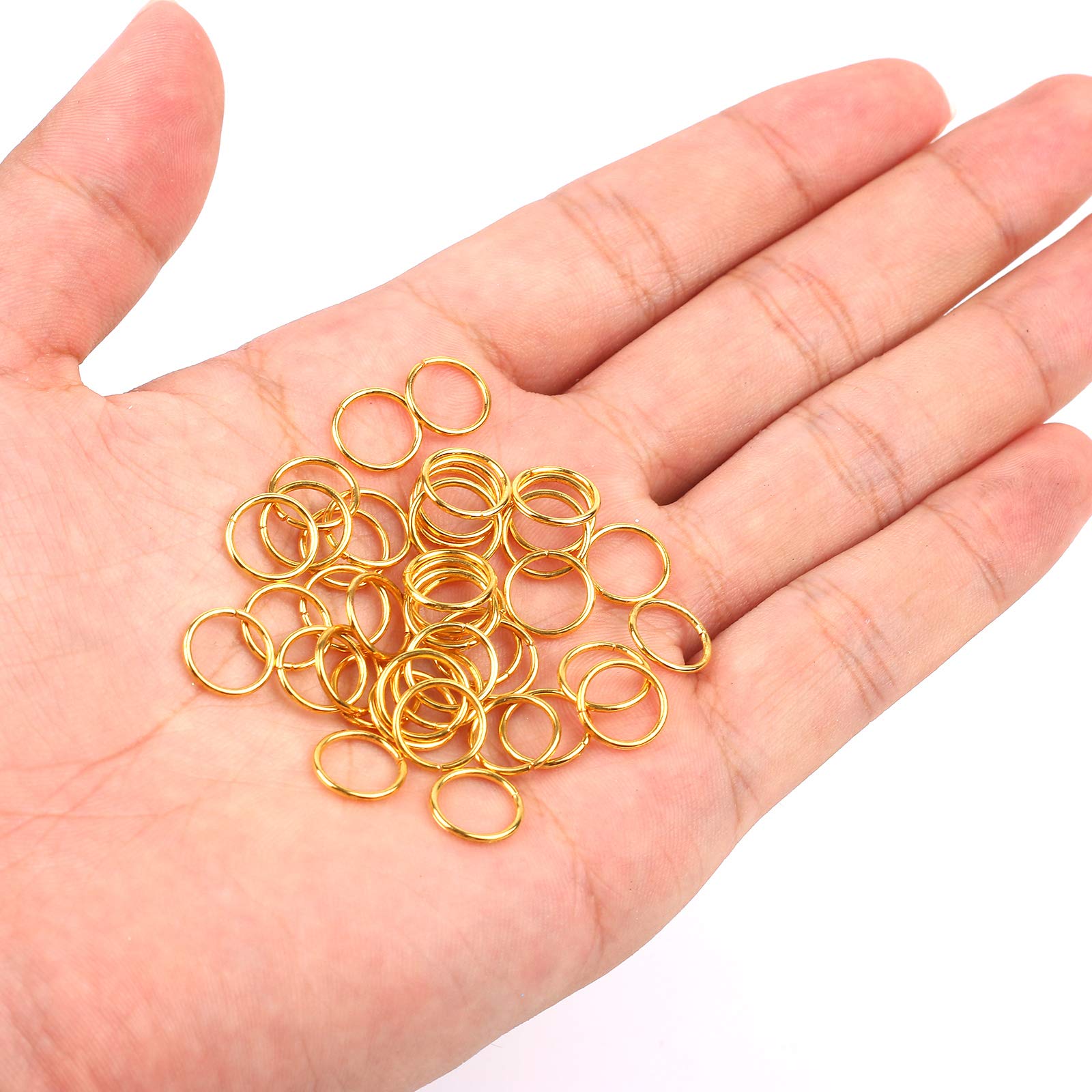 HUIHUIBAO 100 Pieces Open Jump Ring Metal Split Rings for Jewelry and Crafts Making Wind Chimes Costuming Ornaments (Gold, 12mm) - Image 3