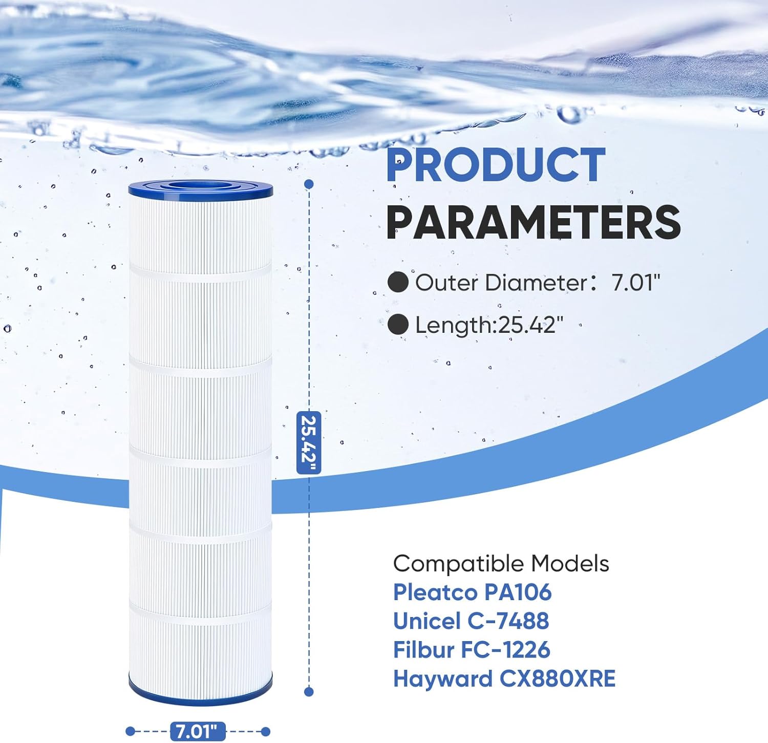 C4030 Pool Filter Cartridges Compatible with Hayward SwimClear C4030, C4025, C4020, Hayward CX880XRE, Pleatco PA106, Unicel C-7488, Filbur FC-1226, FC-6430, 4 X 106 Sq. Ft, 4 Pack