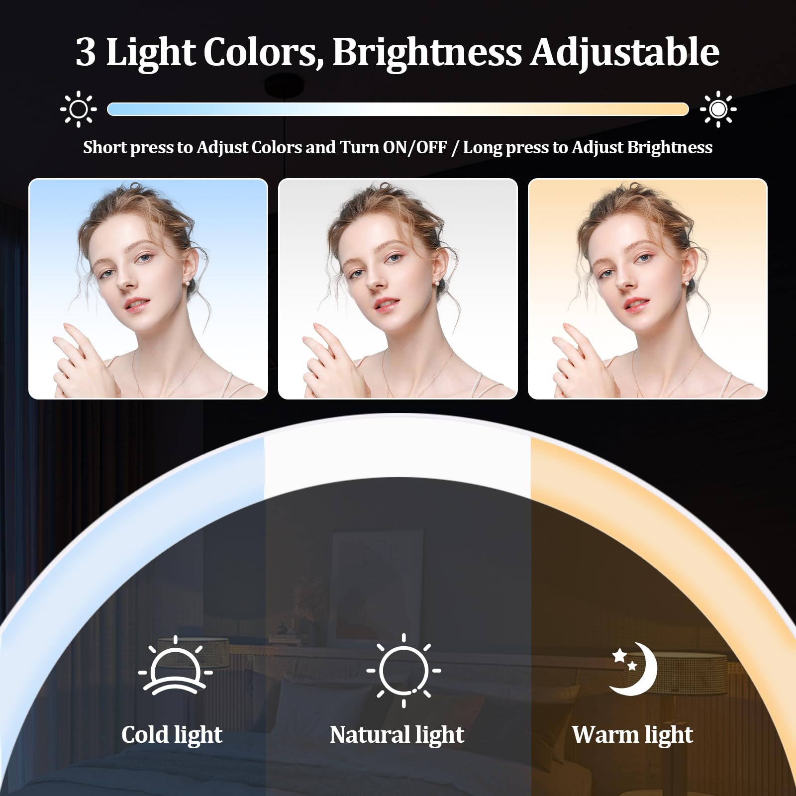 Specchio Trucco LED Ricaricabile - Ingrandimento 1X/20X - Luminosità Regolabile - Per Bagno, Casa E Viaggi - Foto 10