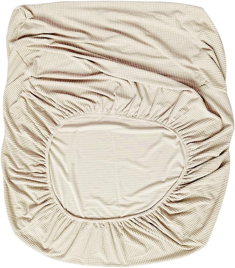 Fireside Sofa Cover,Stretch Armless Lounge Chaise Slipcover Lazy Floor Sofa Couch Furniture Protector Bean Bag Couch Cover with Elastic Bottom for Living Room Bedroom.Jacquard Fabric (Apricot cream)