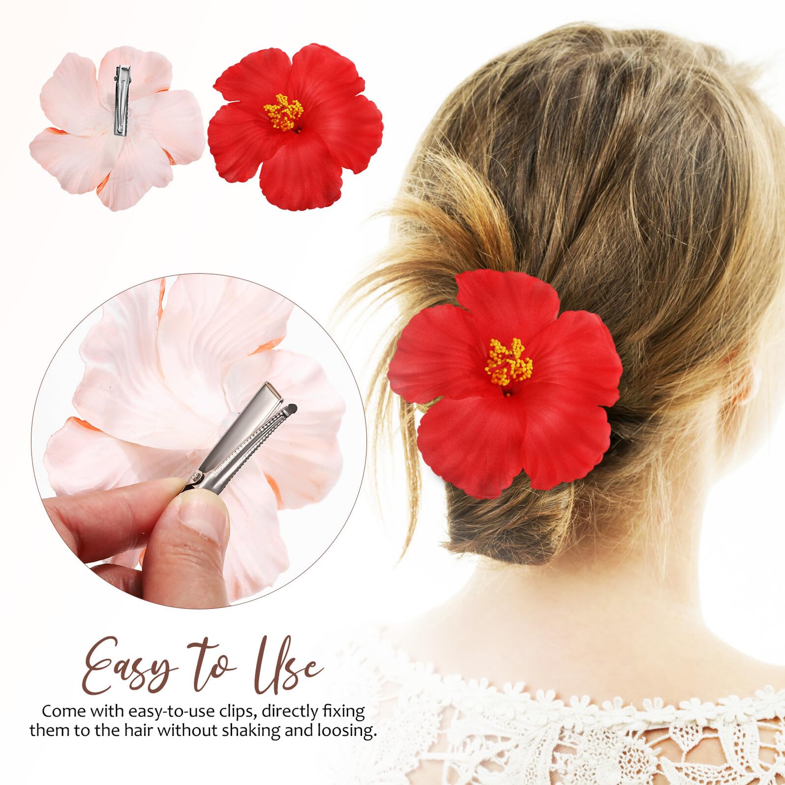 OUNONA 3 Stück-pack Hawaiianische Blüten Haarspangen aus Eva mit Bequemen Halt für Damen und Mädchen Modische Blumenhaarklammern für Partys und Urlaub