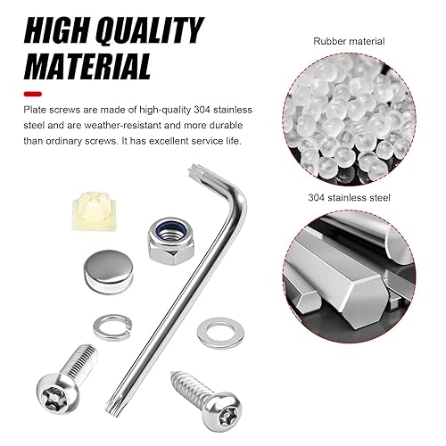 Miniatura 4 de WZP Tornillos antirrobo para matrícula, juego de tornillos de placa de matrícula de acero inoxidable resistentes a manipulaciones, tornillos