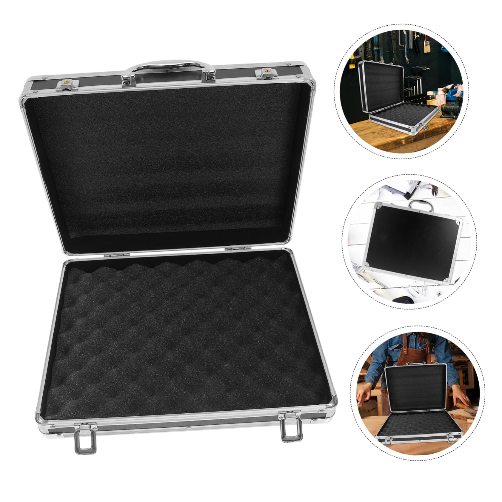 Tool Box in Lega di Alluminio Nera, Portatile e Antiurto | Interni in Foam, Set da 1 Pezzo, Divisori Multipli, per Attrezzi e Strumenti