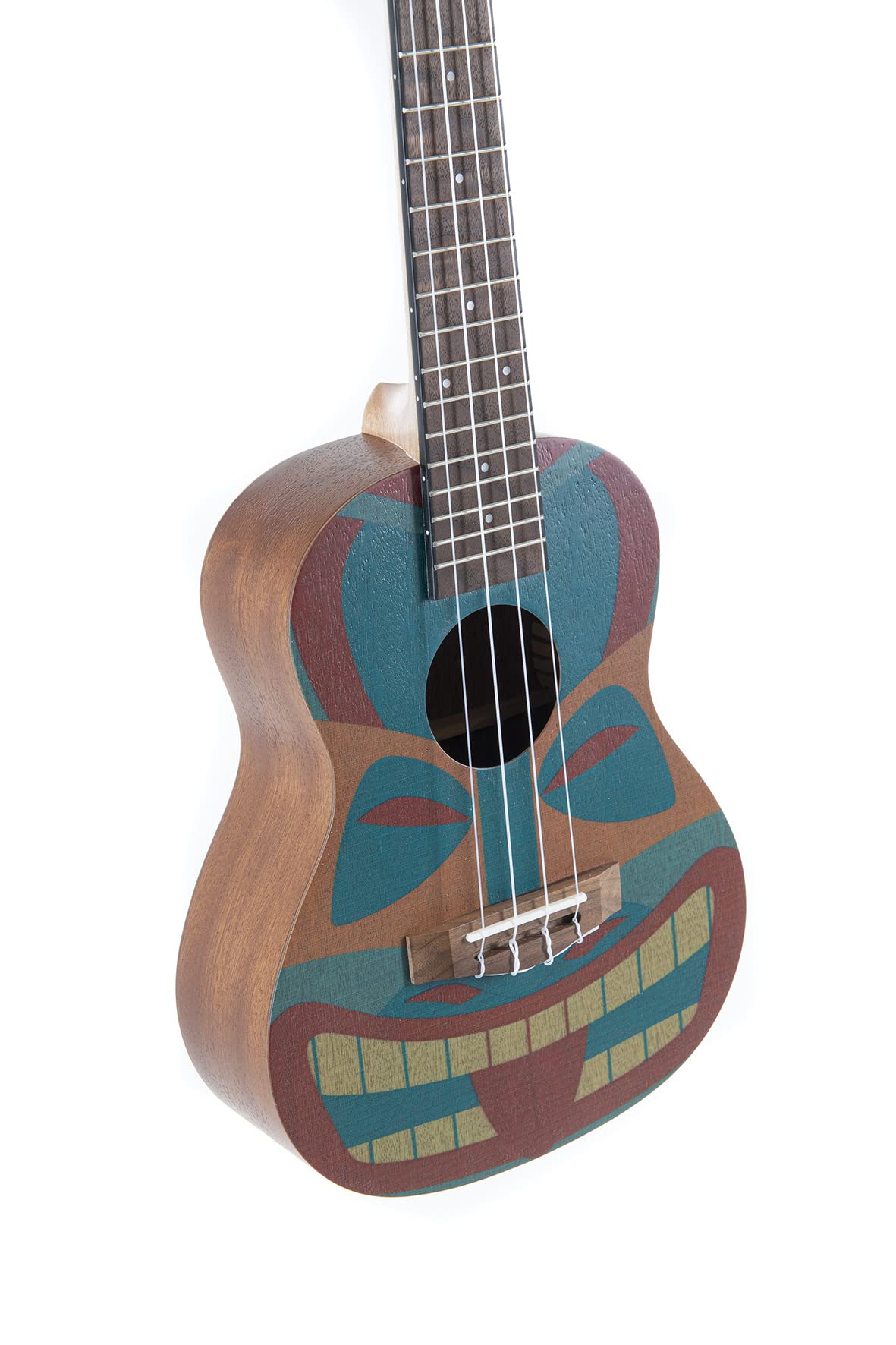 GEWA Concert Ukulele Manoa Tiki - Korpus Sapelli - Tiki Design 2 - mehrfarbig/Naturholz dunkel seidenmatt - inkl. gepolstertem Gig Bag - K-CO-TB
