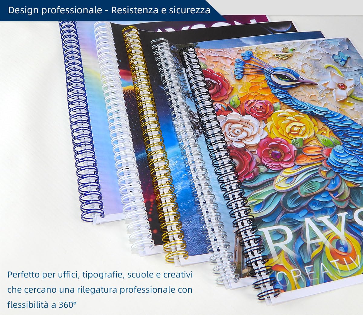 RAYSON TD-1500B34 Rilegatrice Spirale Metallica, 34 Fori, 130 Fogli, Robusta Struttura