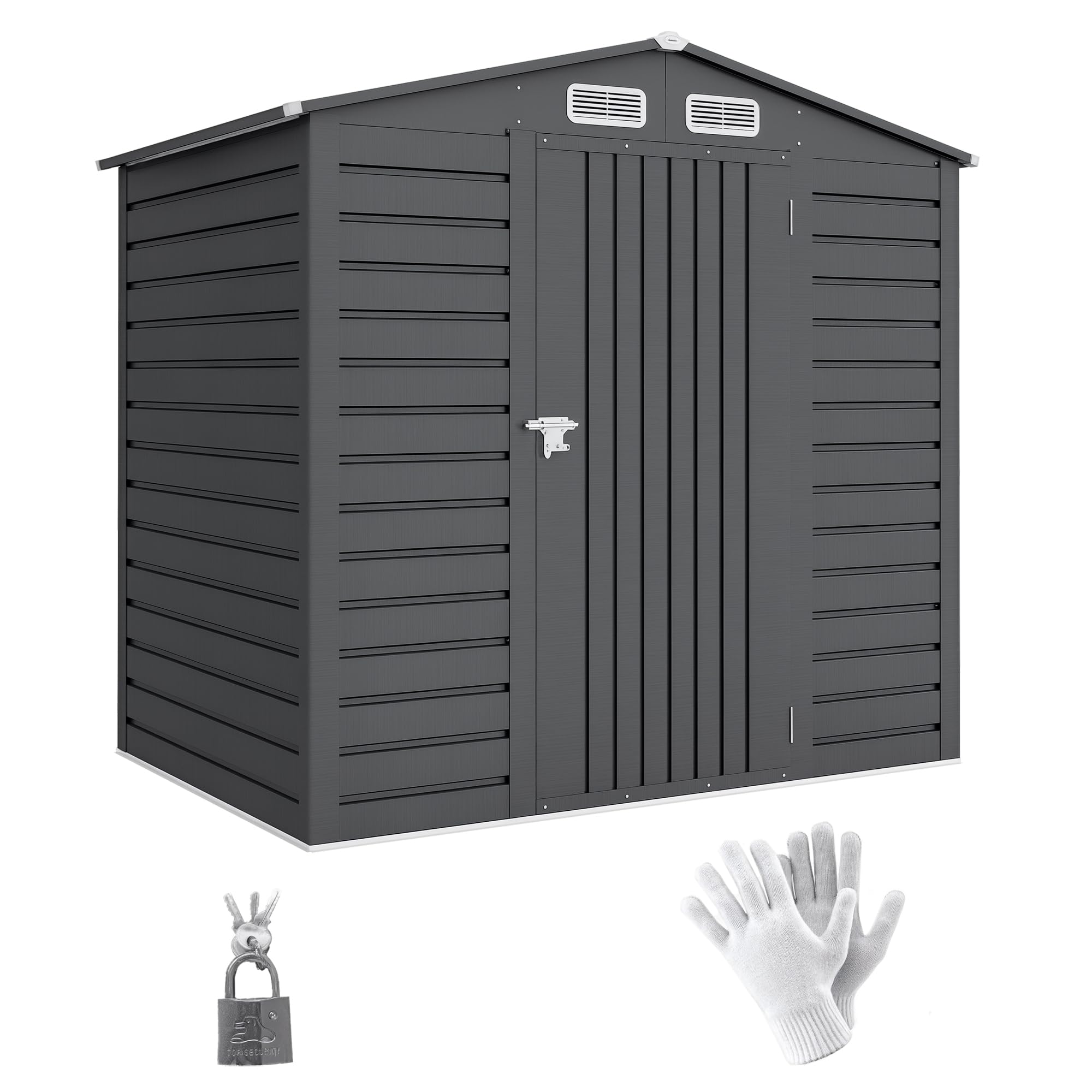 Outsunny Caseta de Jardín Exterior Metálica 2,27 m² 190x131x188 cm Gris | Cobertizo de Jardín Exterior, 2 Ventilaciones, Puerta con Cerradura, para Almacenamiento de Herramientas