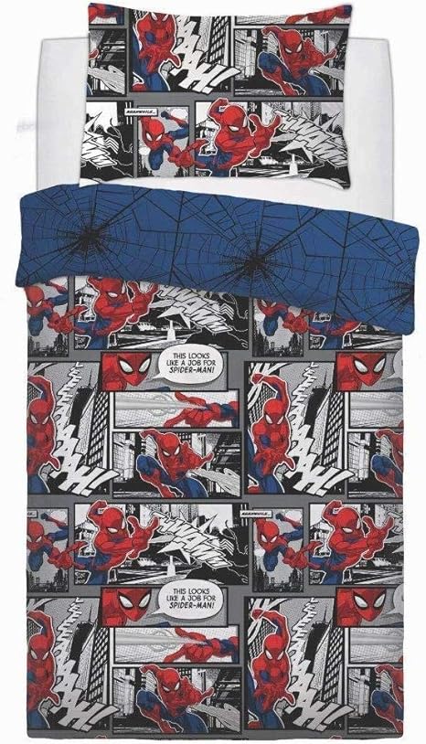 Amazon マーベル Marvel スパイダーマン オフィシャル商品 子供用 キャラクター 掛け布団カバー 枕カバーセット 男の子 イギリスシングル ブルー 布団セット オンライン通販