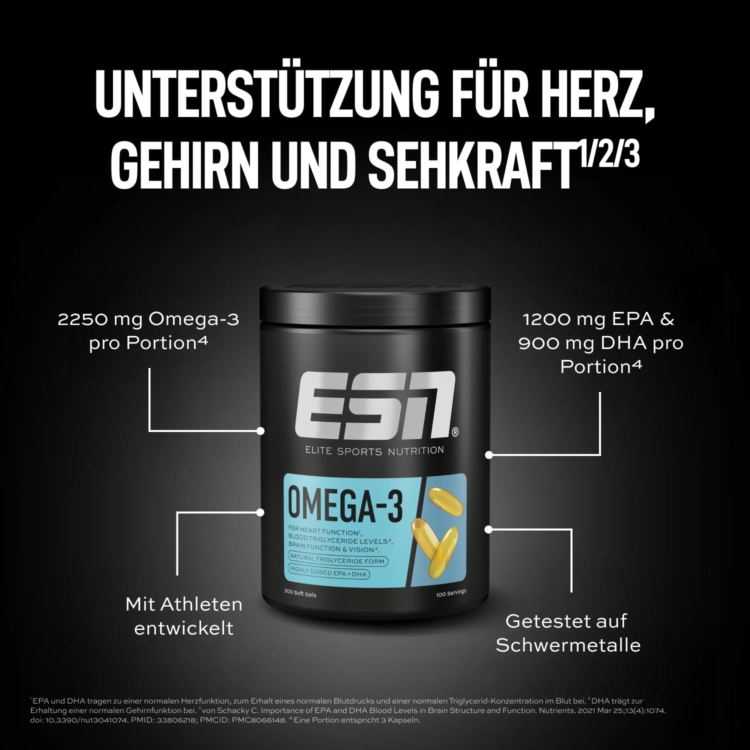 ESN Omega-3, 300 Kapseln + Vitamin D3 + K2, 120 Kapseln | Bundle aus hochdosiertem Fischöl, Vitamin D3 und K2
