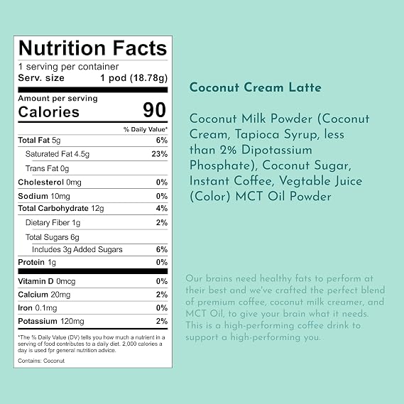 Coconut Cloud Coconut Cream Latte K-Cups: with Coffee and Creamer, 18 Pods