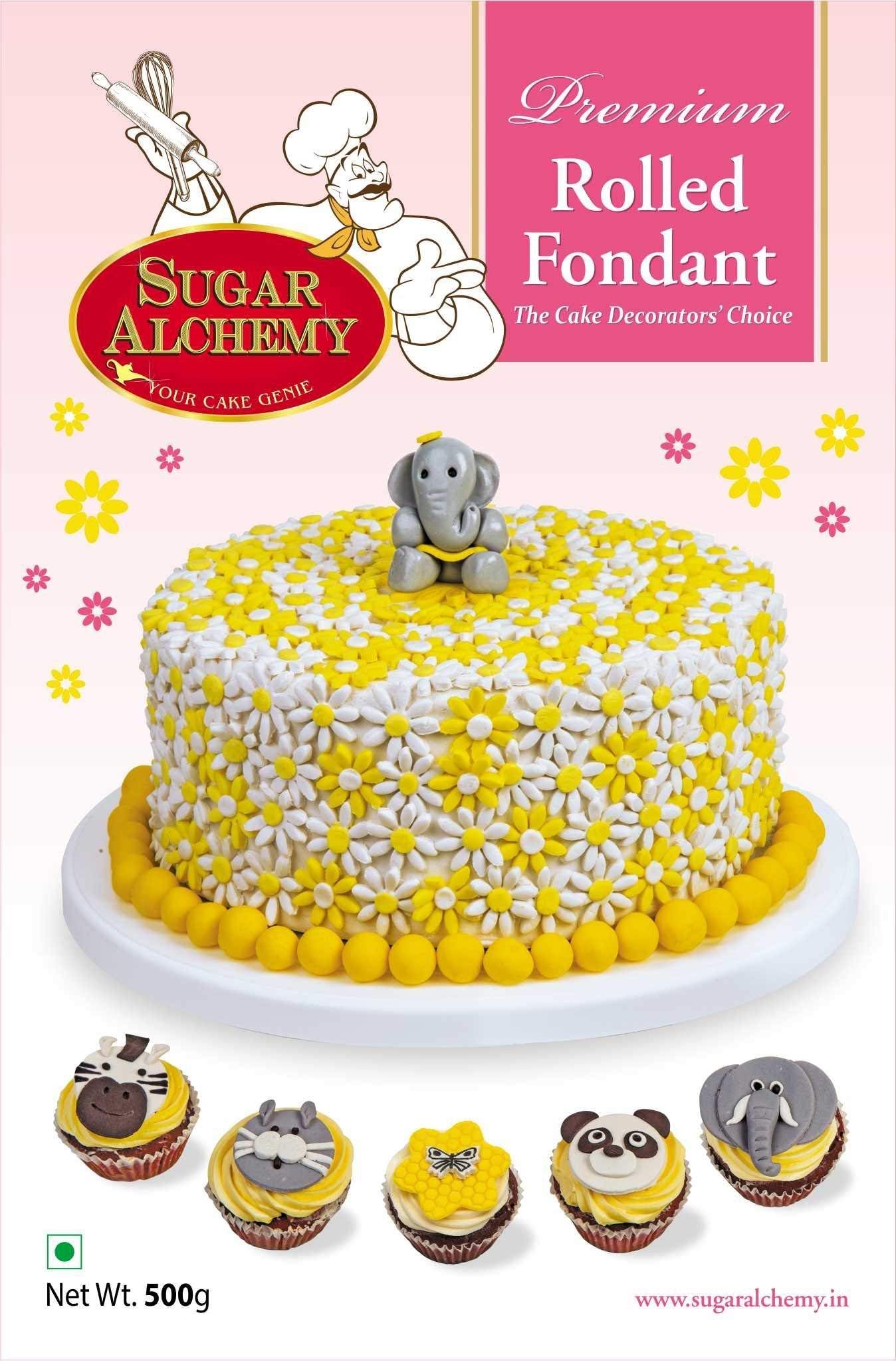 Sugar Alchemy® Fondant or Sugar Paste: 500g Black (Gold, 9 Colors, 4 Flavors & Sparkle Range, ₹140-550)