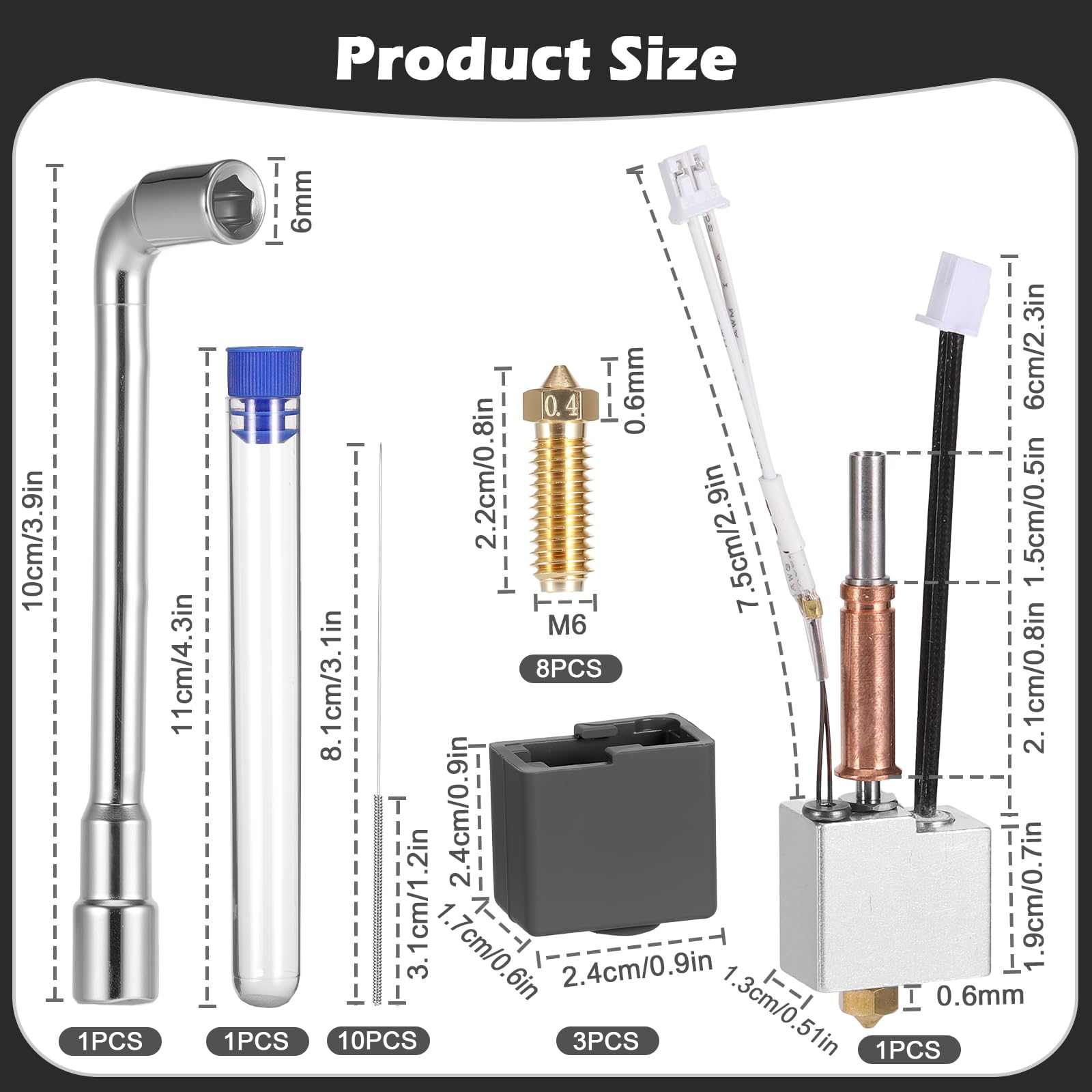 Fentar Zestaw Hotend do Anycubic Kobra 3, część zamienna i ulepszenie drukarki 3D, kompatybilny z Kobra 3 Combo z 3 mosiężnymi dyszami 0,4 mm, 10 igieł do czyszczenia