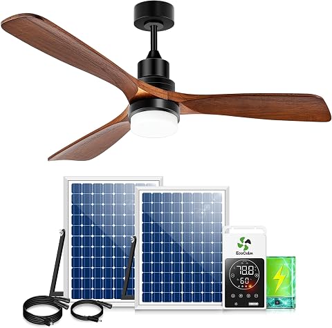 Solar Ceiling Fan for Gazebo 42" with Battery and Smart Thermostat
