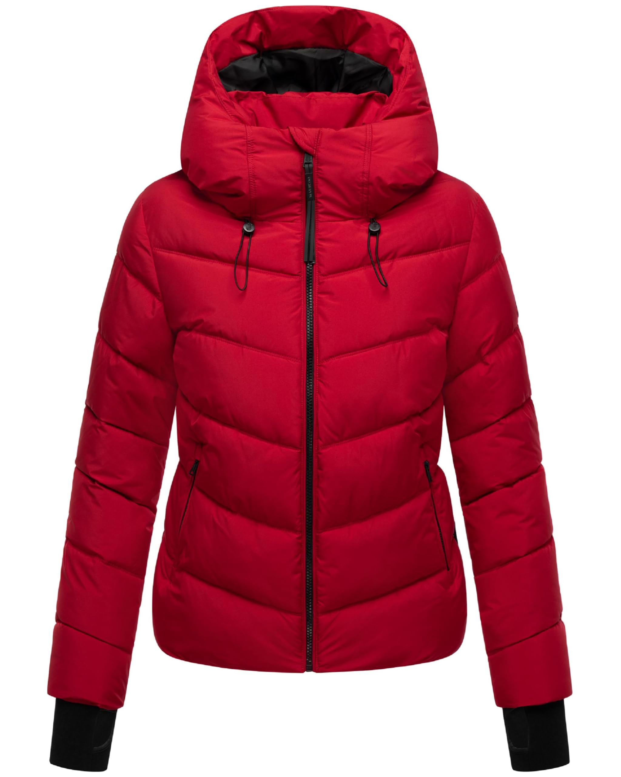 MARIKOO Yukanii XVI Women's Winter Jacket Warm Quilted Jacket with Adjustable Hood XS - XXL, Deep Red, L