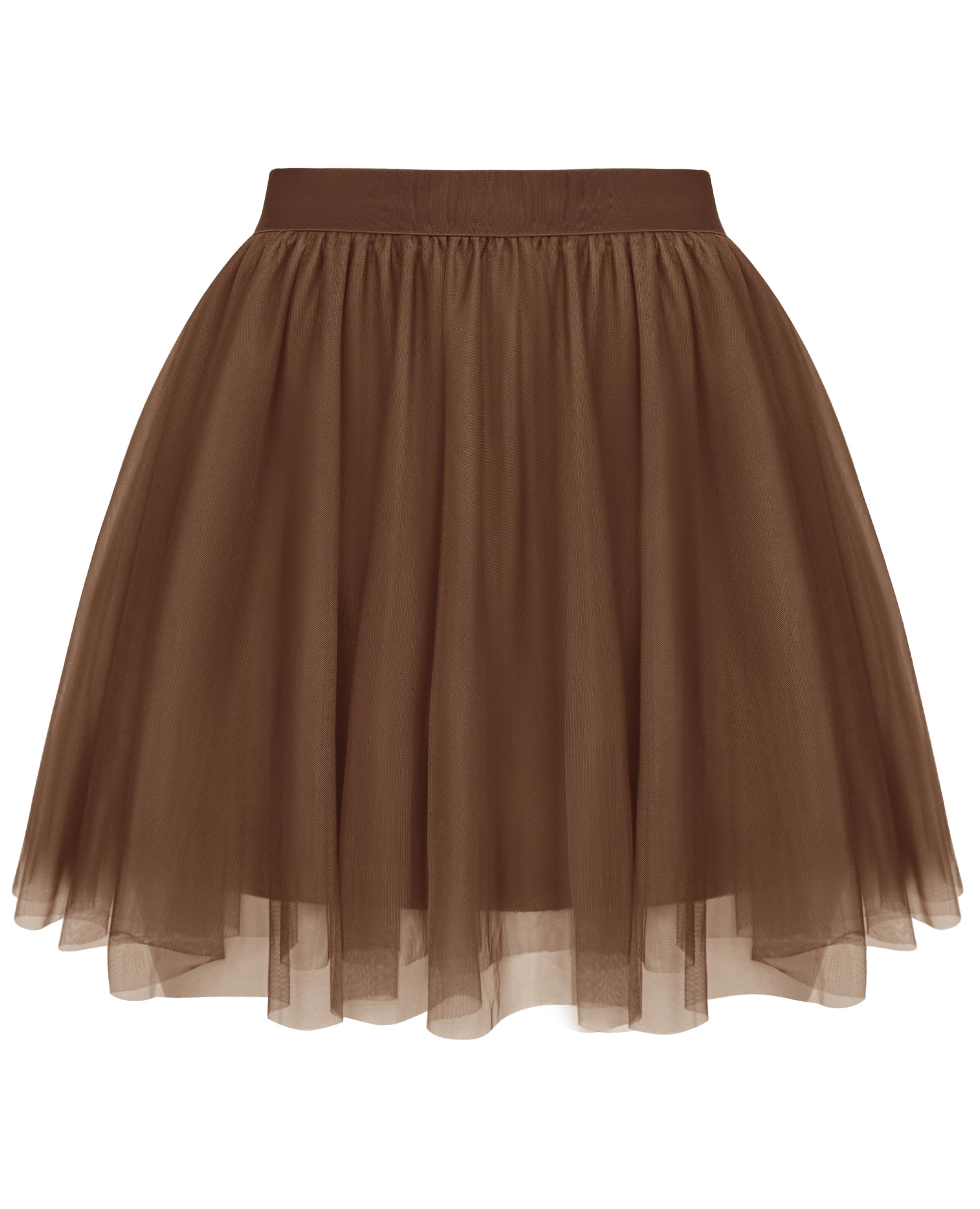 Lovasy Tüllrock Damen Kurz Schwarz Rock 2 Lagen Tüll Elastische Taille Sommerrock Party Prom Rock