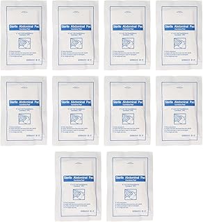 Abdominal Combine Pads, 10Pcs Individually Wrapped Abdominal Pads, Highly Absorbent Latex Free ABD Pads First Aid Pads Emergency Abdominal Pads