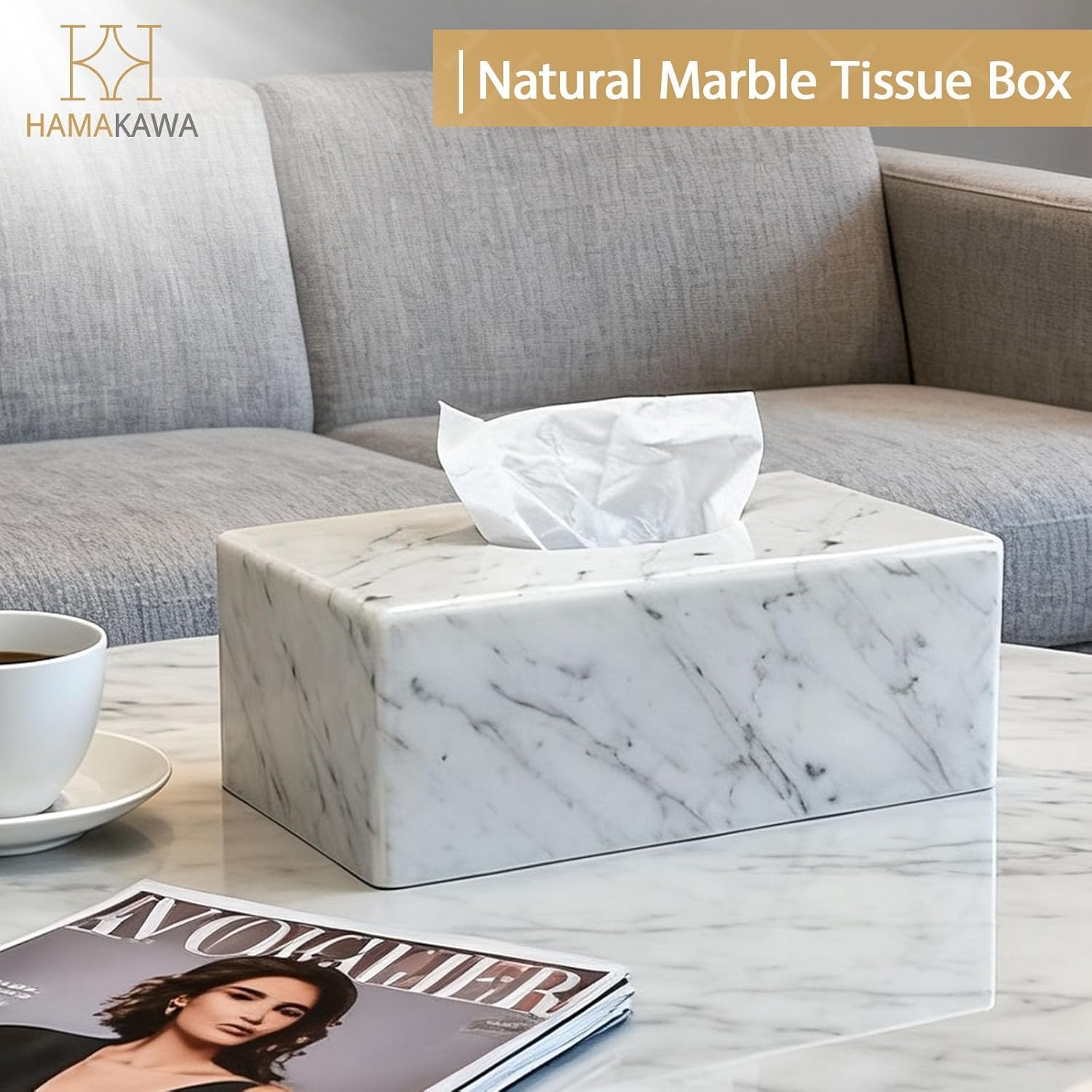 natural marble tissue box cover, carrara white tissue organizer 10 x 5.7 x 3.5 inch, heavy stone decorative box, rectangle tissue box holder for home decor, kitchen, bathroom, bedroom carrara white cect