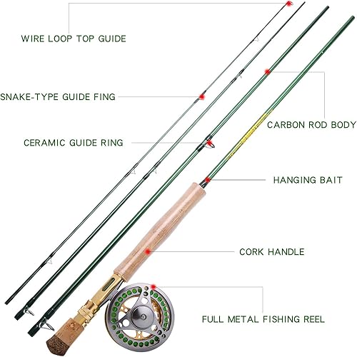 Miniatura 3 de Sougayilang Combos de carrete de caña de pescar con mosca ligera y portátil y carrete de mosca, paquete completo de inicio de pesca con mosca
