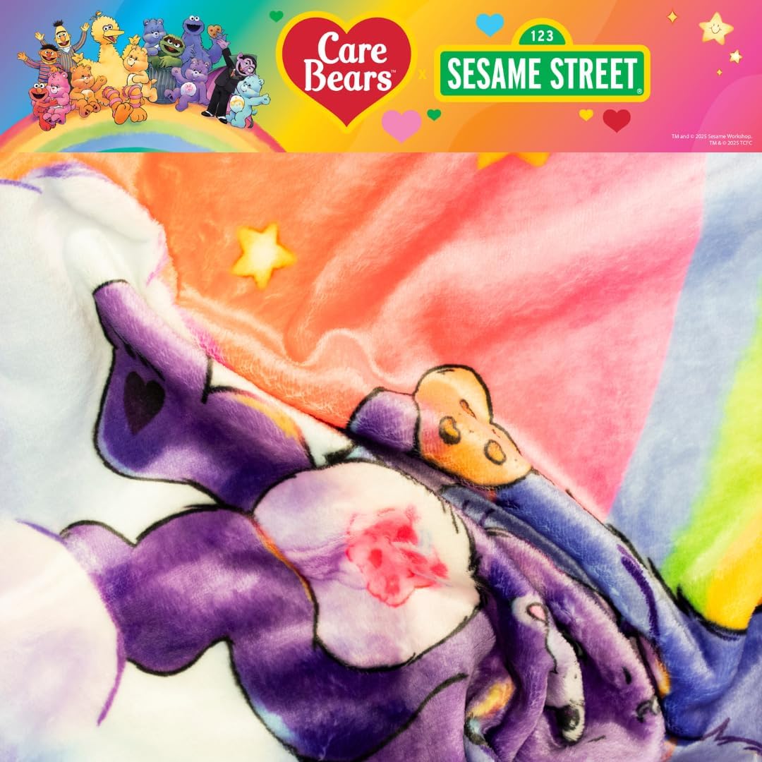 Care Bears x Sesame Street Nostalgic Kids Bedding Super Soft Cozy Plush Throw, 46 in x 60 in, (Officially Licensed Product) by Franco - Image 5