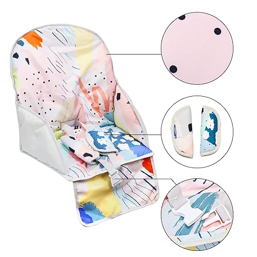 Miniatura 5 de Cojín para silla alta, cojín para silla alta, bonito patrón, cómodo diseño de cinturón de seguridad, cojín de asiento suave y cómodo, almohadilla