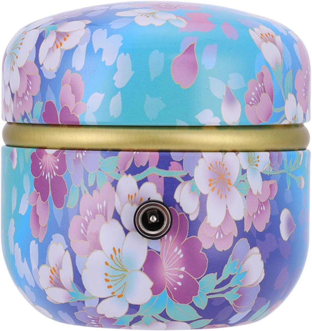 Mini Electric Pottery Wheel Machine Small Pottery Forming Machine with Tray for DIY Ceramic Work Clay Art Craft (Blue Flower)