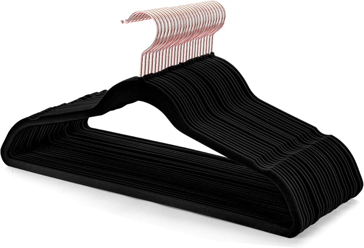 Pretigo Velvet Hangers Non-Slip Velvet Hanger 30 Pack Clothes Hangers Velvet Space Saving Clothes Hangers Non Slip Hangers,Black