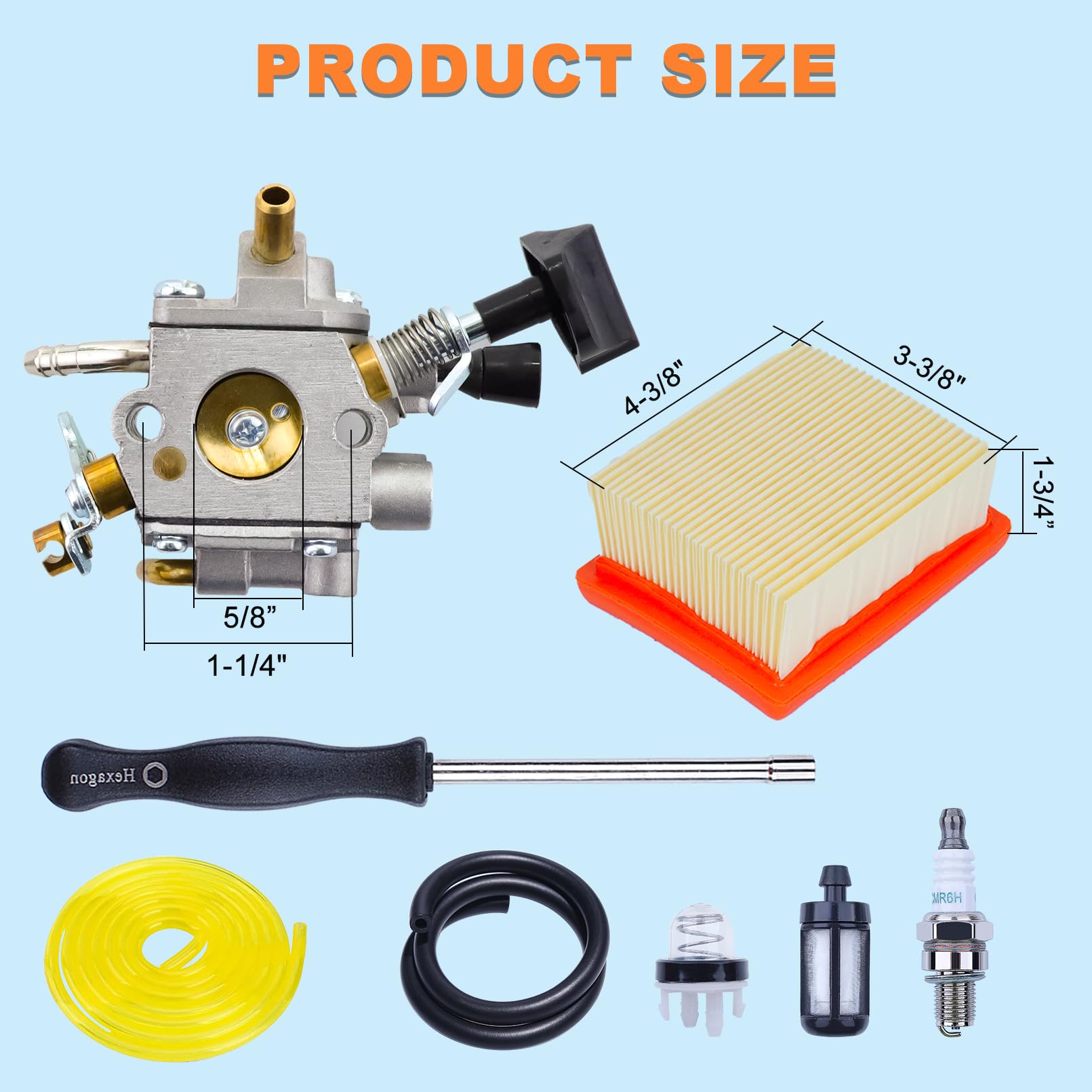 Kit Carburatore per Stihl BR800,Elemento Filtrante per Douffleur per BR800X,BR800C,BR 800 C-E Magnum,con Attrezzo di Regolazione, Serbatoio, Filtro Carburatore, Pompa Carburante, Candela 4283-120-0601