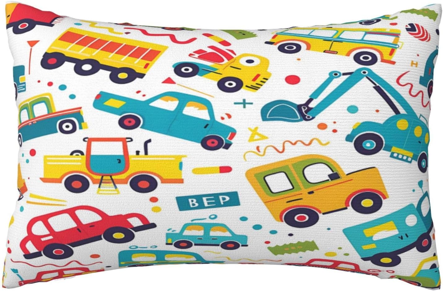 DXTKWL Pillow Case Queen Size Cartoon Colored Truck Cars