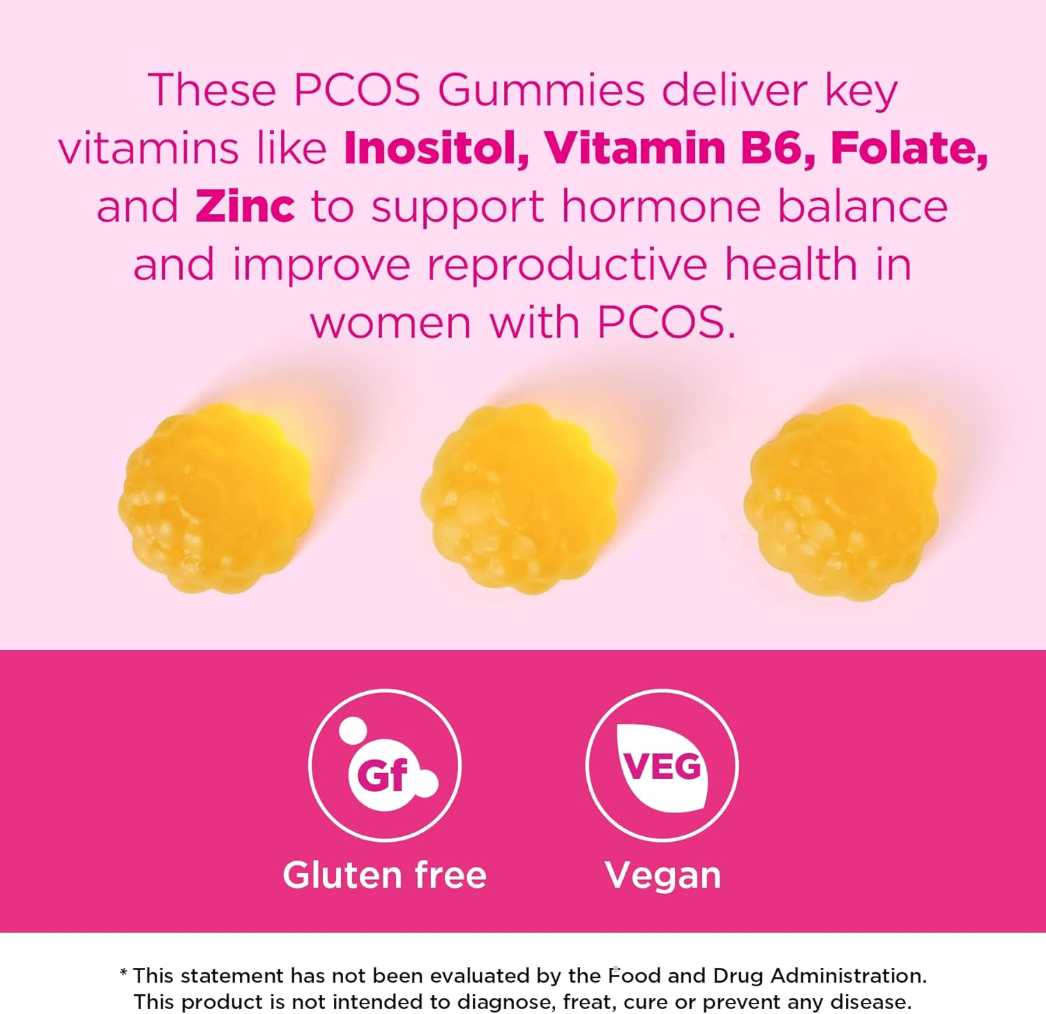 PCOS Gummies Helps Fertility and Ovulation, 2 Packs PCOS Vitamin Gummies for Women Menstrual Cycle & Hormonal Balance, Orange Flavor Fertility Gummy with Myo-Inositol, Folate and Vitamin B6 B12 - Image 5