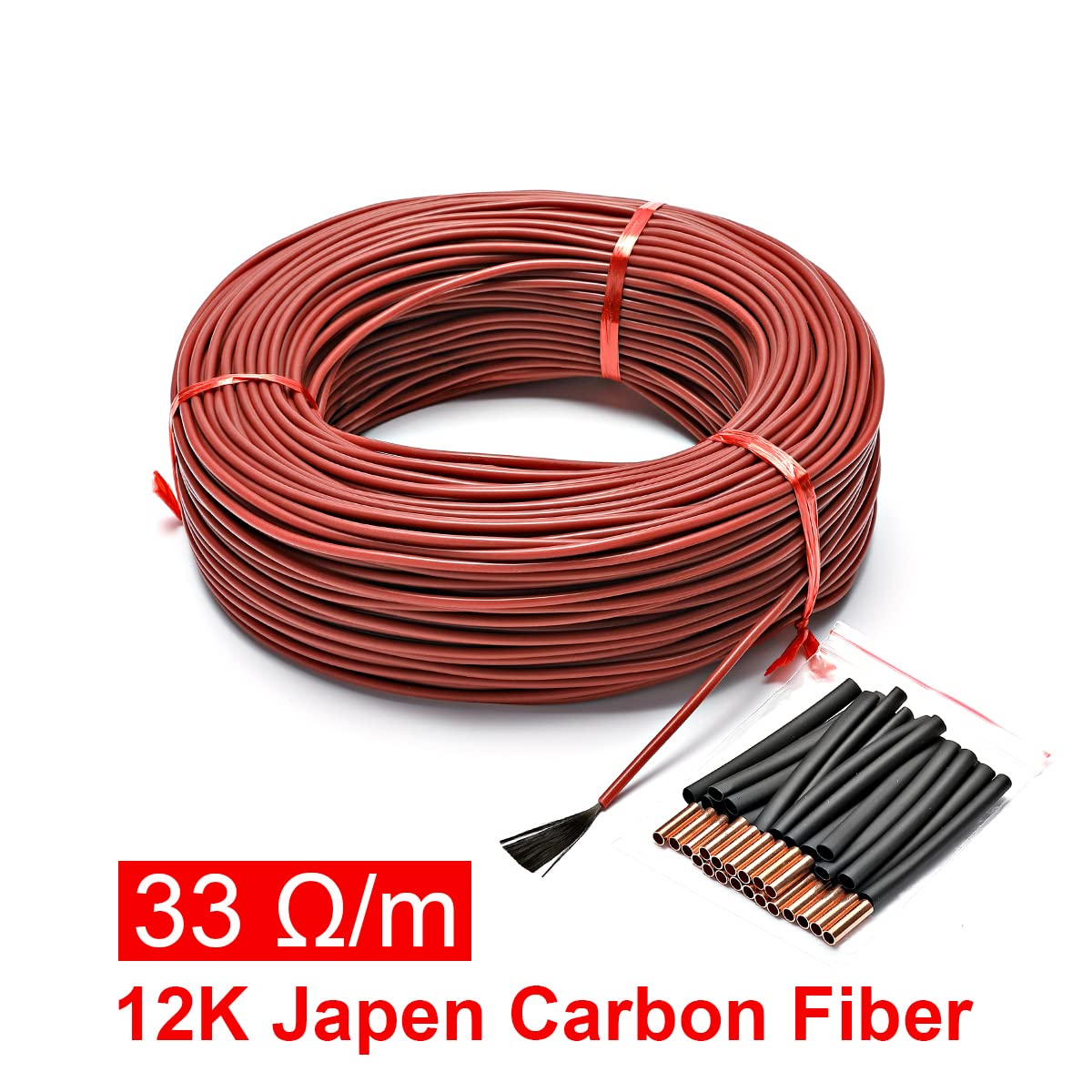 MyncbD câble électrique Câble Chauffant Chaud Au Sol 12K 33OHM / M Fils De Chauffage en Fibre De Carbone, Hotline De Chauffage De Pièce (Color : 50m)