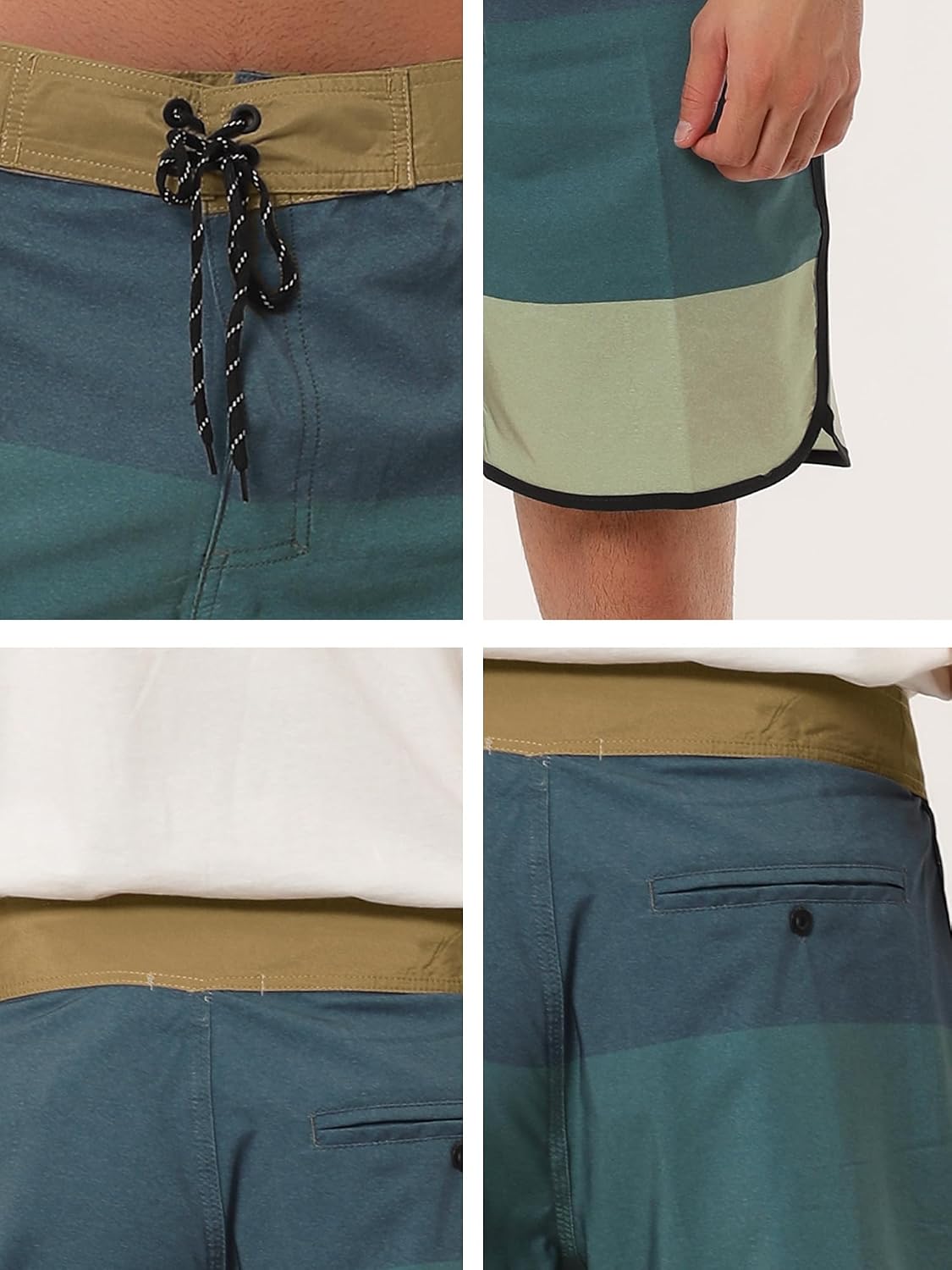 Lars Amadeus Men's Striped Beach Shorts Color Block Swimming Drawstring Board Surfing Shorts