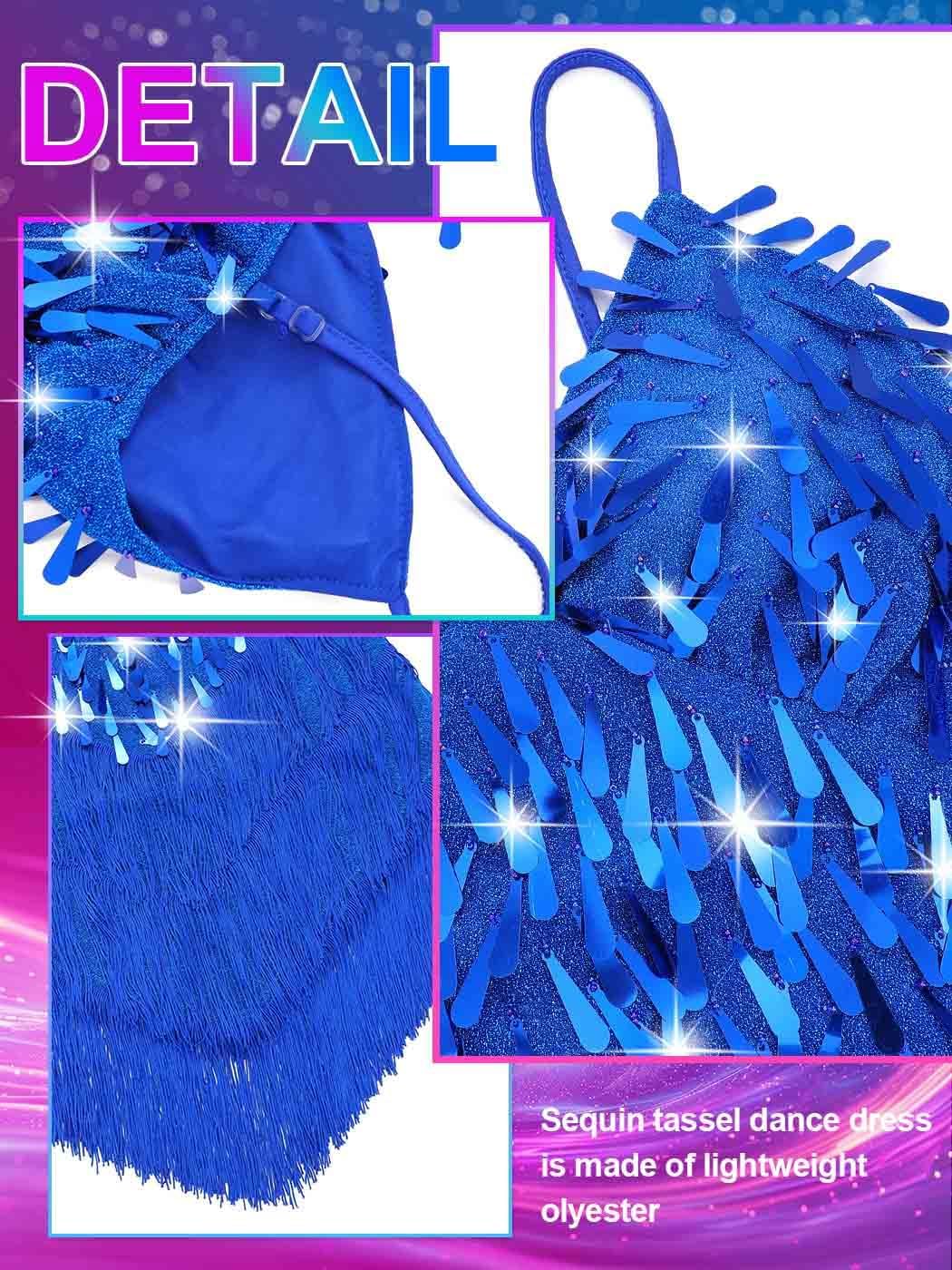 Nicute Salsa Latin Dance Dress Sequin Fringe Flapper Dress Tassel 1920s Vintage Tango Ballroom Dresses Costume for Women