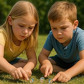 POPLAY 61PCS Marbles Games for Kids, with Gift Box for Marbles Run Games, Classroom Crafts Supplies Kit