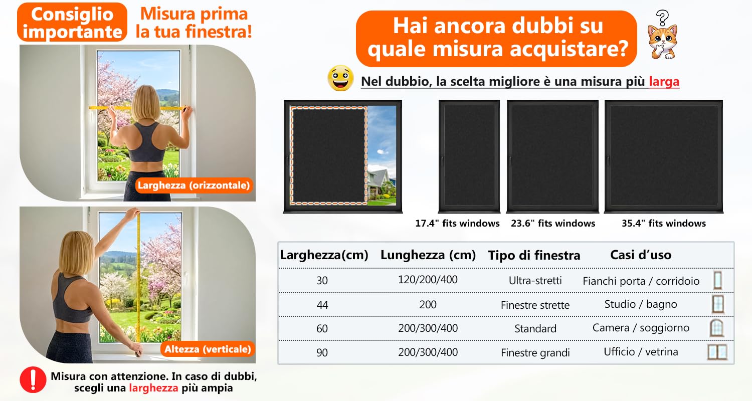DARUITE Pellicola Oscurante Vetri 44.3x200cm, Nera Opaca Satinata Anti-UV No Autoadesiva Elettrostatica per Privacy Casa, Camera, Ufficio