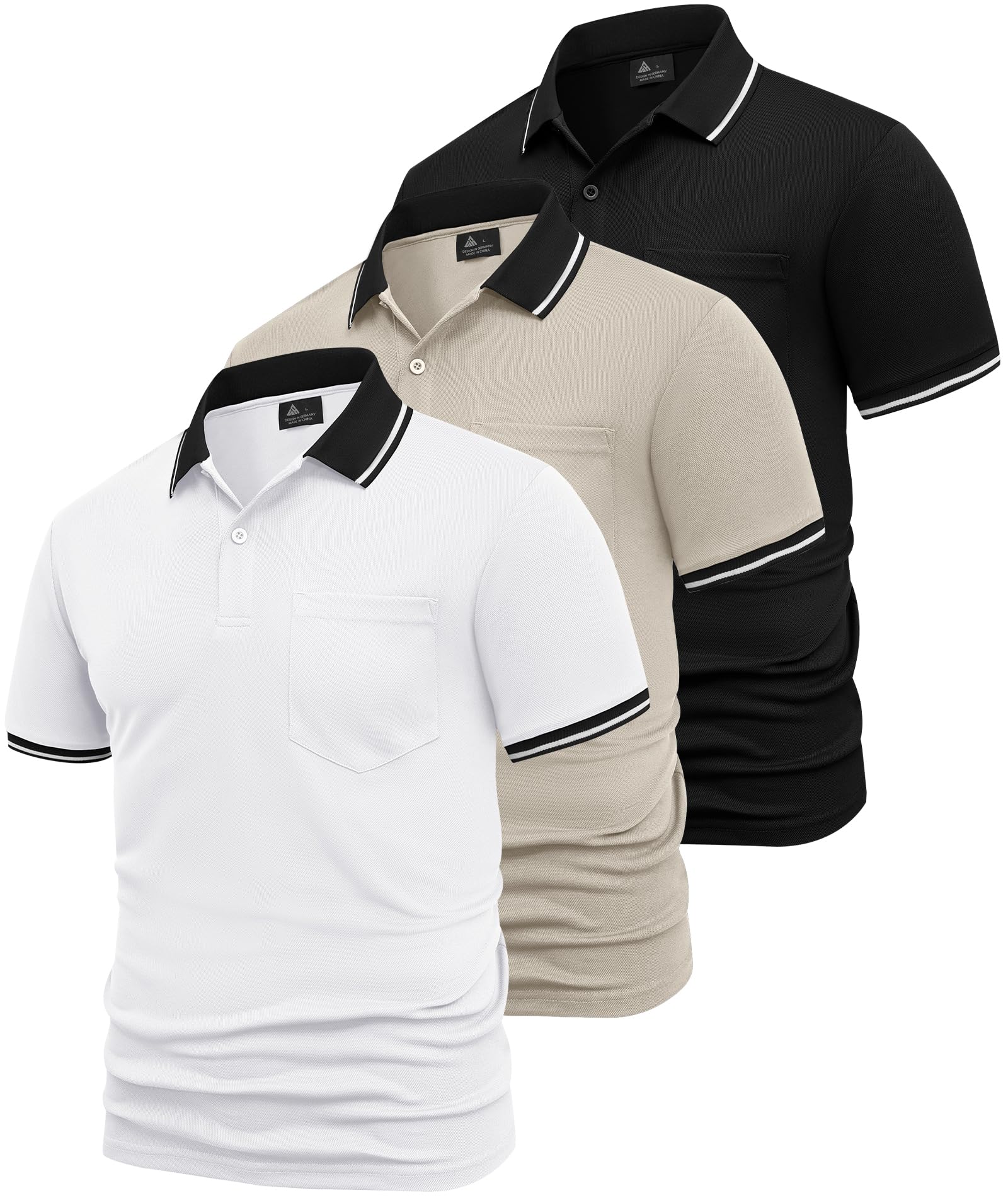 SwissWell 3er Pack Poloshirt Herren Kurzarm Golf Poloshirts Atmungsaktiv T-Shirt für Herren Polo Shirt