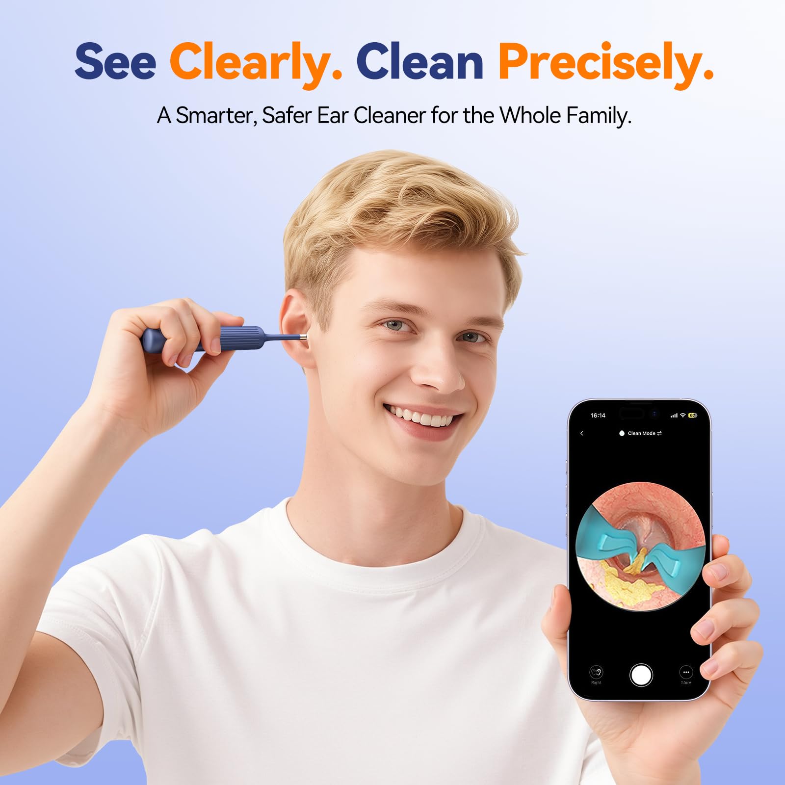 Otoscope Oreille HD WiFi 1920p avec Caméra Flexible Grand Angle 360° Lumière pour Examens ORL Adultes Enfants