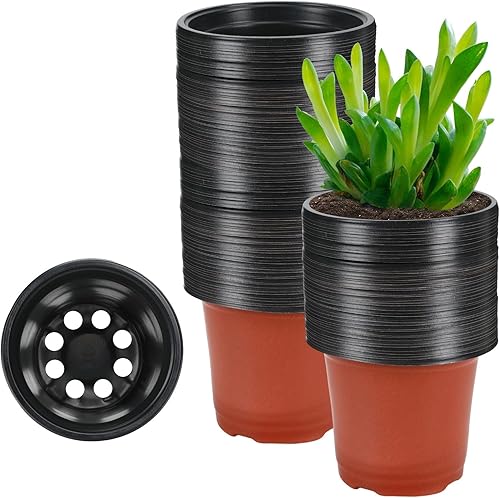 Augshy 110 macetas de plástico de 3.5 pulgadas, macetas de guardería para plantas de semillero de suculentas, macetas pequeñas con agujeros de