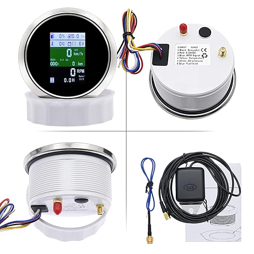 Miniatura 4 de KAOLALI Velocímetro GPS ajustable multifuncional 6 en 1 medidor digital tacómetro voltímetro presión de aceite Nivel de combustible Temperatura del