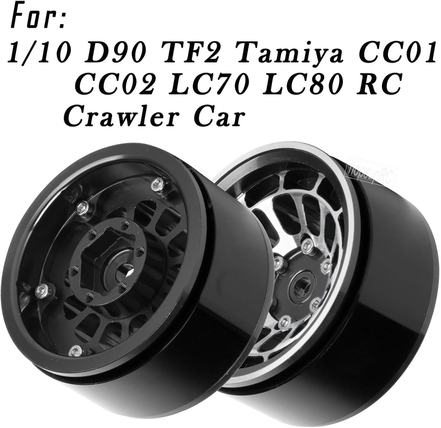 1.55 RC Tires for 1/10 D90 TF2 Tamiya CC01 CC02 LC70 LC80 RC Crawler Car.Aluminium RC Truck Tires Highway Tires 1.55" RC Wheels and Tires 1.55 Beadlock Wheel Rim RC Tires,Black