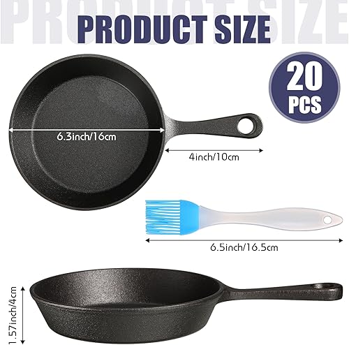 Miniatura 2 de 20 juegos de mini sartenes redondas de hierro fundido, pequeños sartenes de hierro fundido negro, mini placa chisporroteante, sartén de hierro