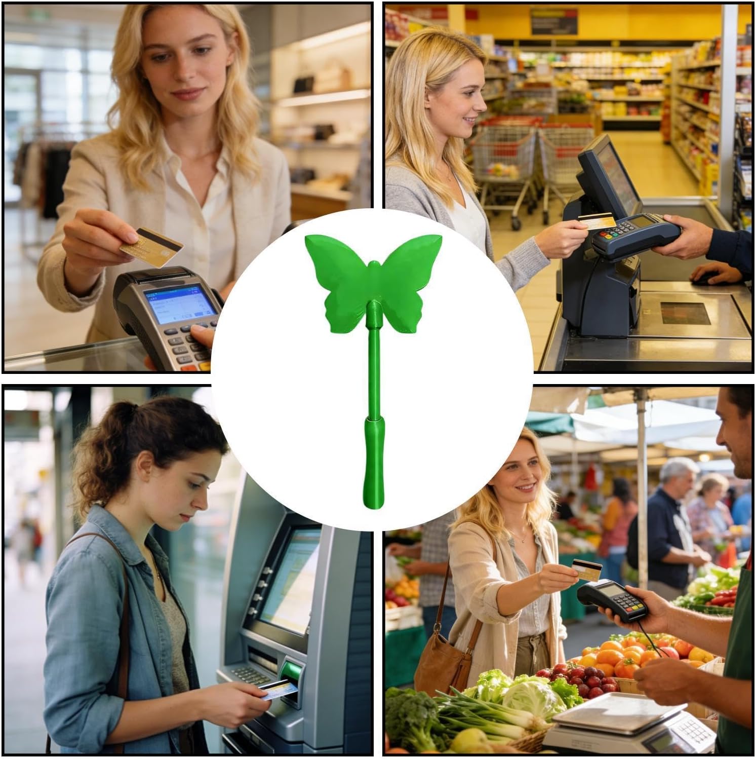 Credit Card Holder Wand 3D Printed Butterfly Payment Supplies | Contactless Payment Wand for Men Women Students Tech Lovers Parking Lot Travel Road Trips Shopping