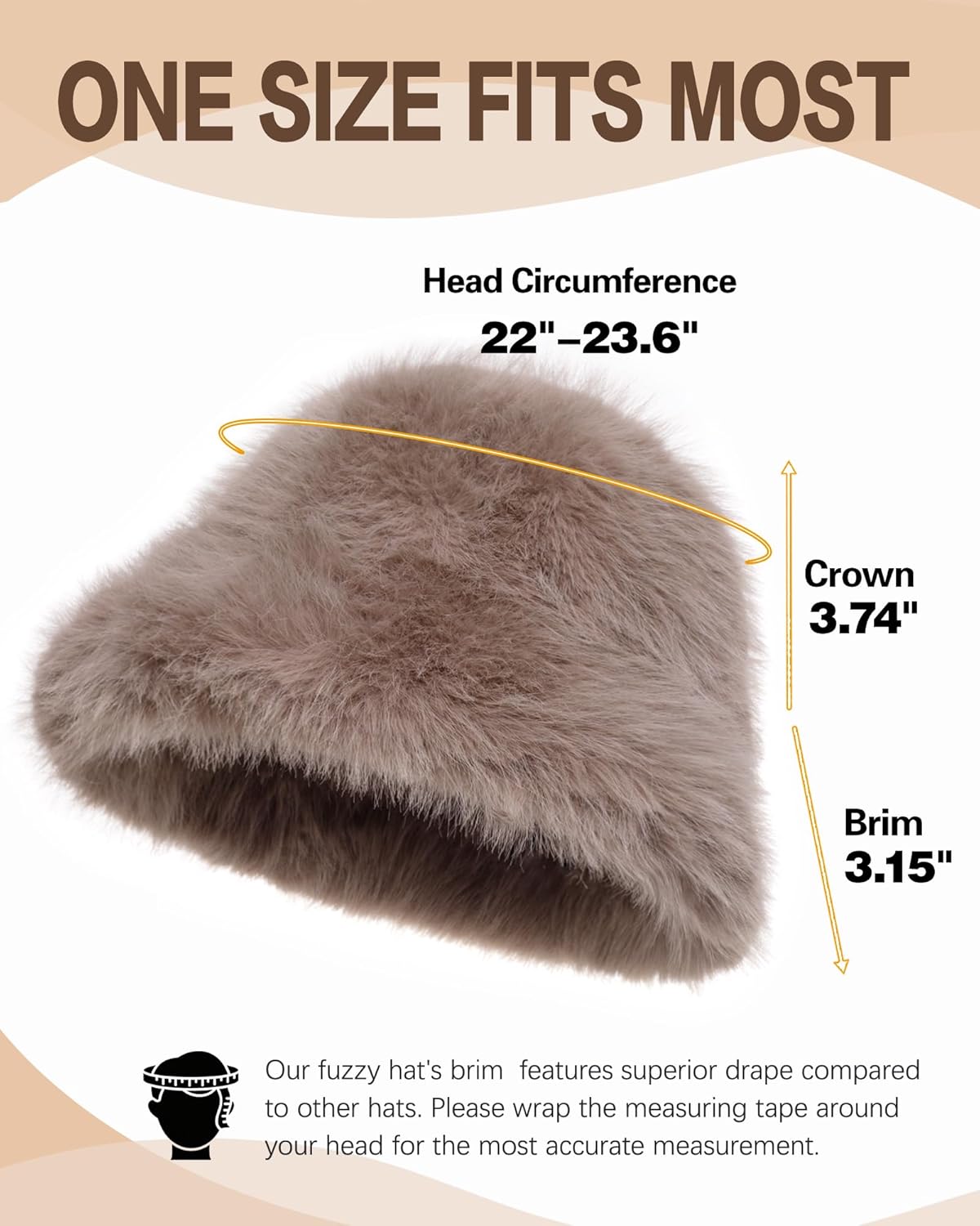 Faux Fur Bucket Hat for Women, Wide Brim Adjustable Fuzzy Fisherman Cap Long Pile Fluffy Winter Fashion Hat - Image 4