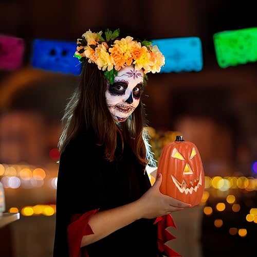 Miniatura 4 de Garneck Linterna LED de calabaza, calabaza de Halloween, linterna Jack-O-Lantern, luz de calavera de calabaza, decoración de Halloween para