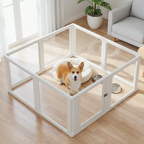Bienven Clear Acrylic Dog Playpen, Transparent Dog Playpen Indoor, 8