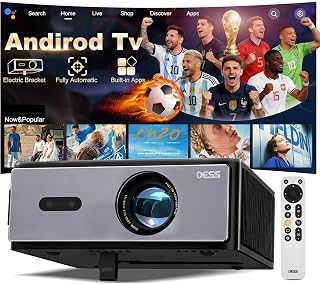 Beamer-4K, Tageslicht Projector mit WiFi 6 Bluetooth,DESS Full-HD 1080P kurzdistanz Smart Beamer,verdeckter Motor-Ständer,300" Display Heimkino&Outdoor Projektor